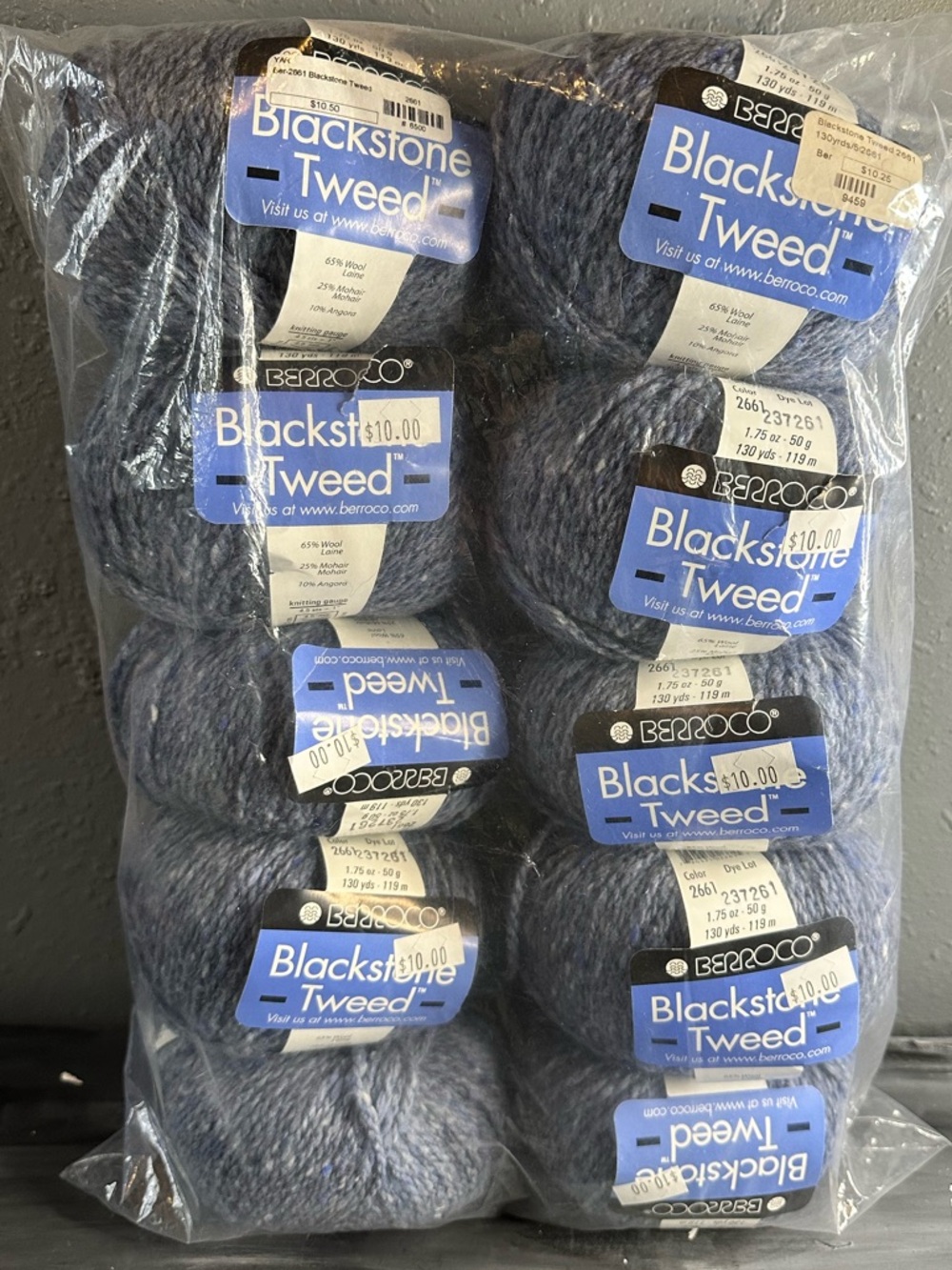 Berroco Blackstone Tweed color 2661 blue heron dye lot #237261 lot of 10